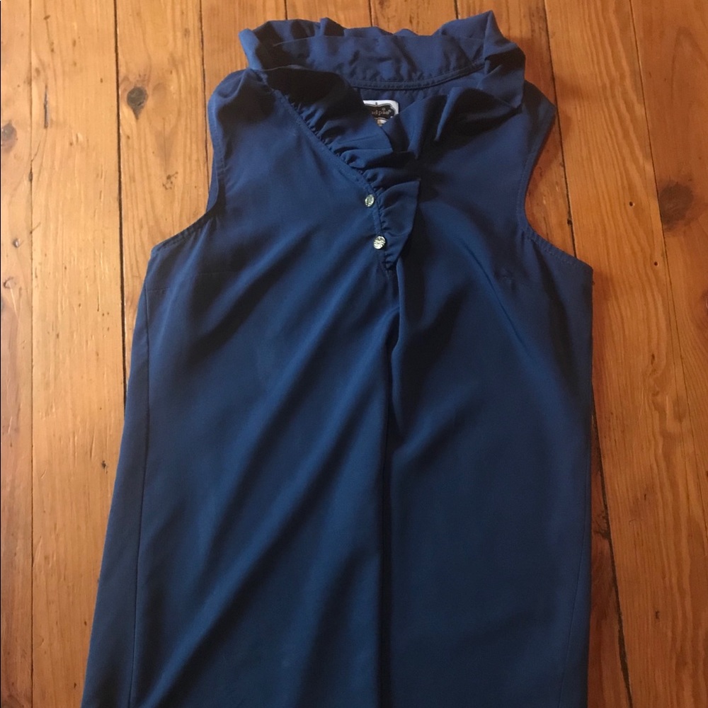 Sleeveless Navy Ruffle blouse